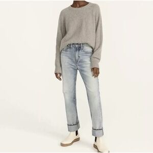 J.Crew Point Sur High Rise Straight Leg Jeans Light Wash Distressed Denim